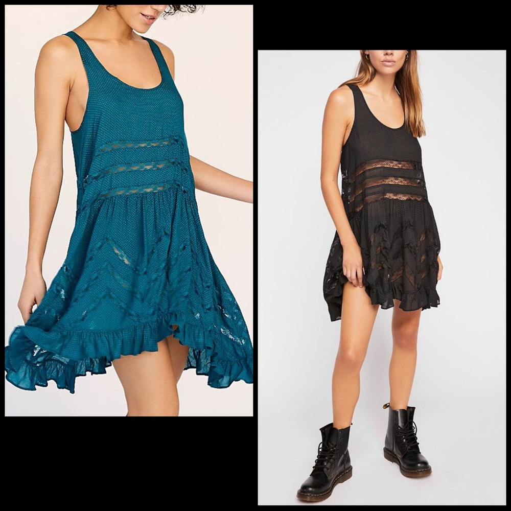 Free People WhiteGray Dot Lace Trapeze Slip Dress - Picture 10 of 12
